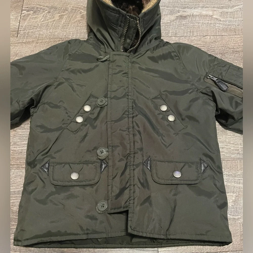 The Children's Place All Weather Snorkel Parka Jacket Olive Green - 12 Months